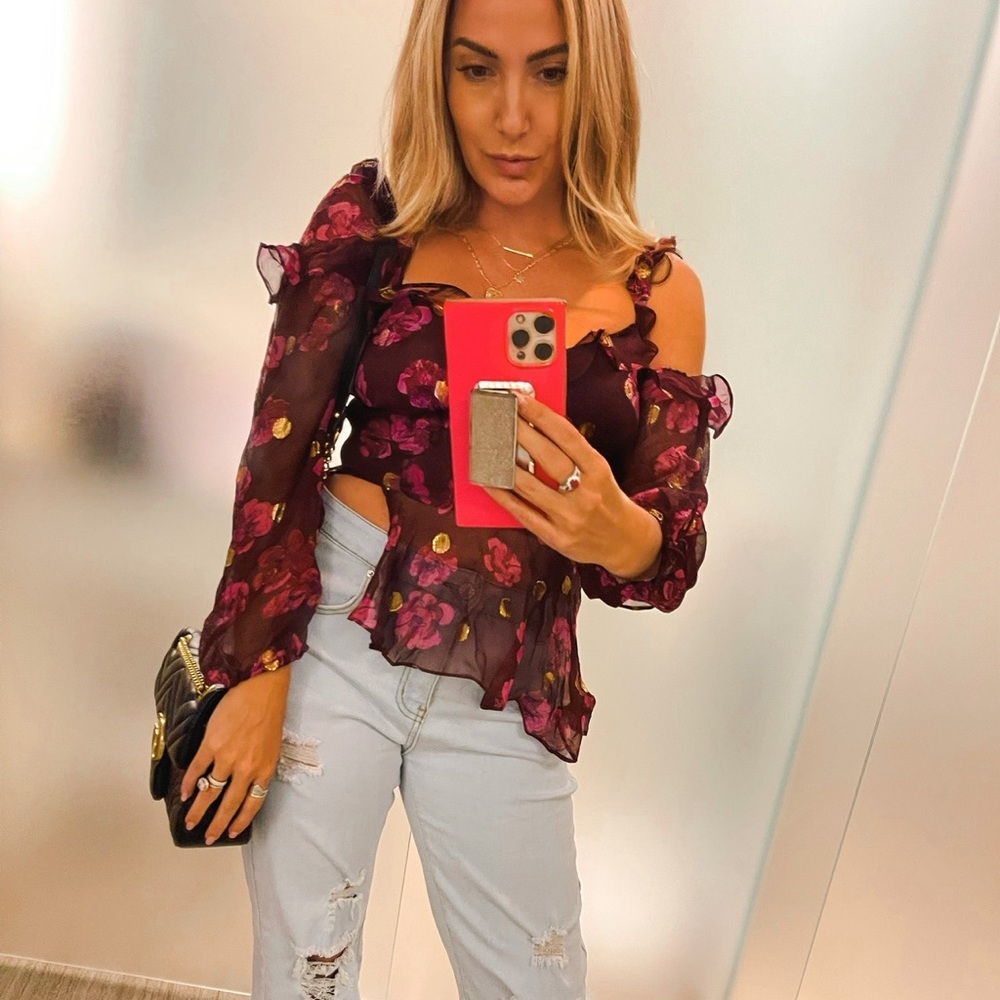 For Love And Lemons Cropped Floral Top